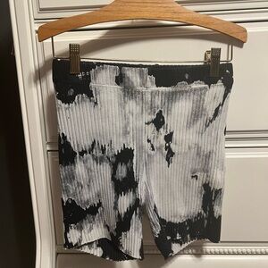 Cotton Citizen tie dye black and gray biker shorts